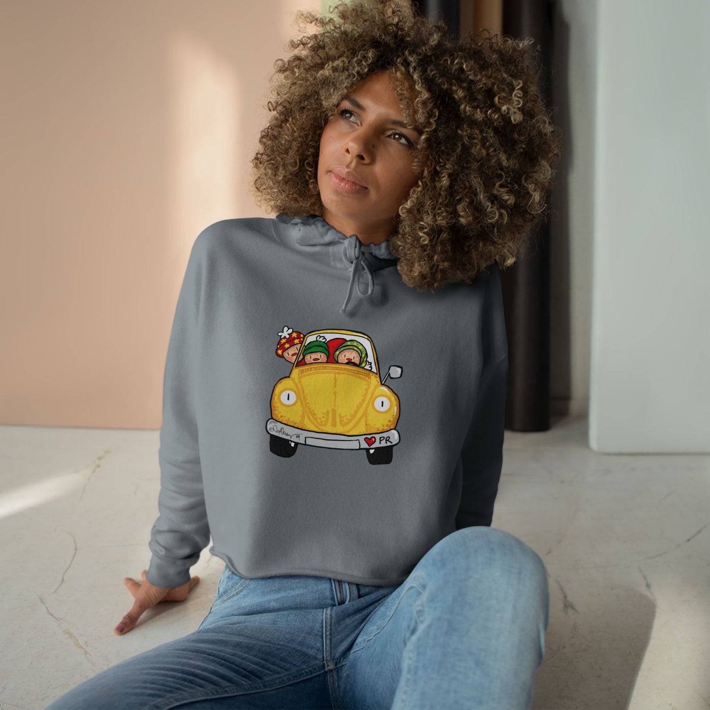 Christmas car Crop Hoodie