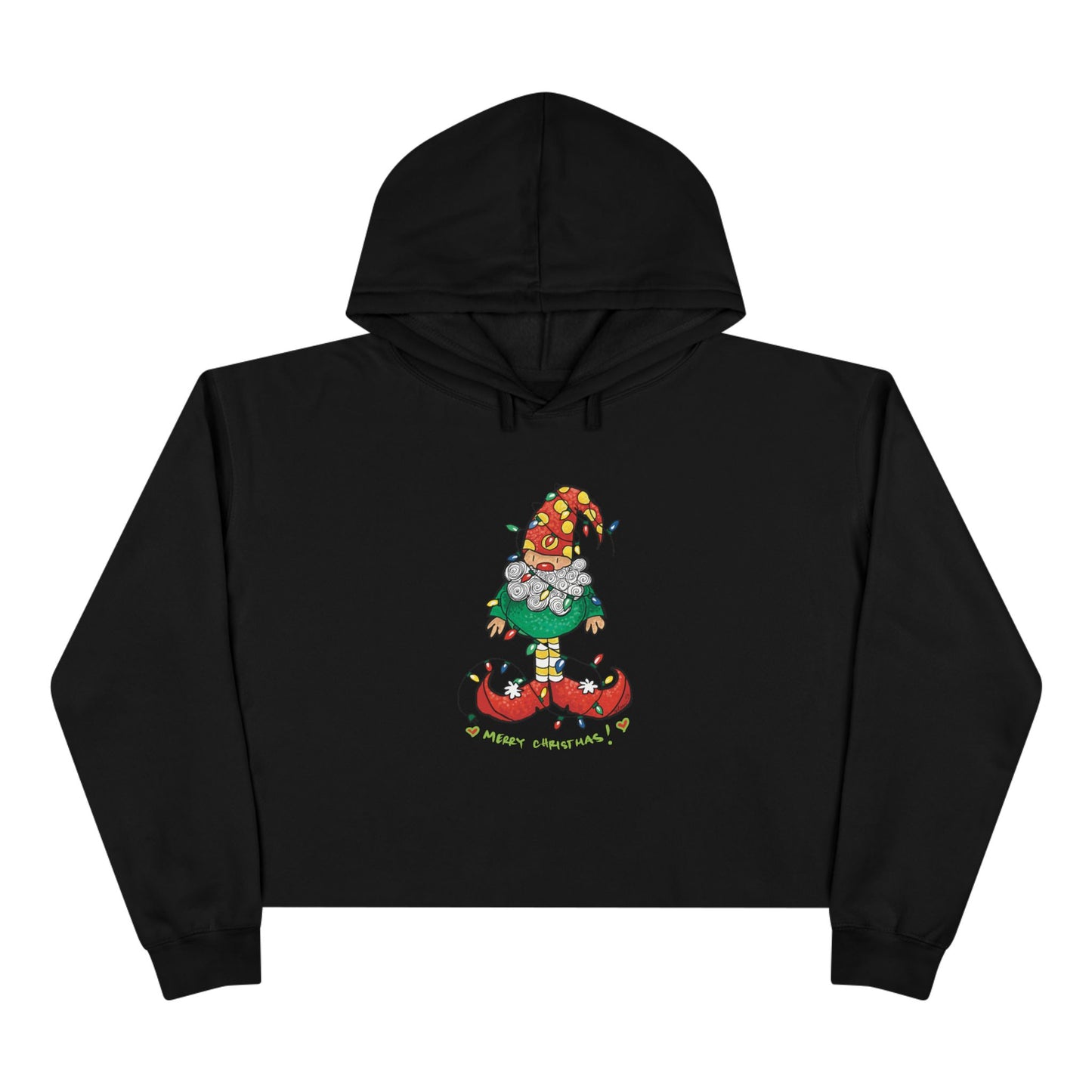 Christmas elf & lights Crop Hoodie