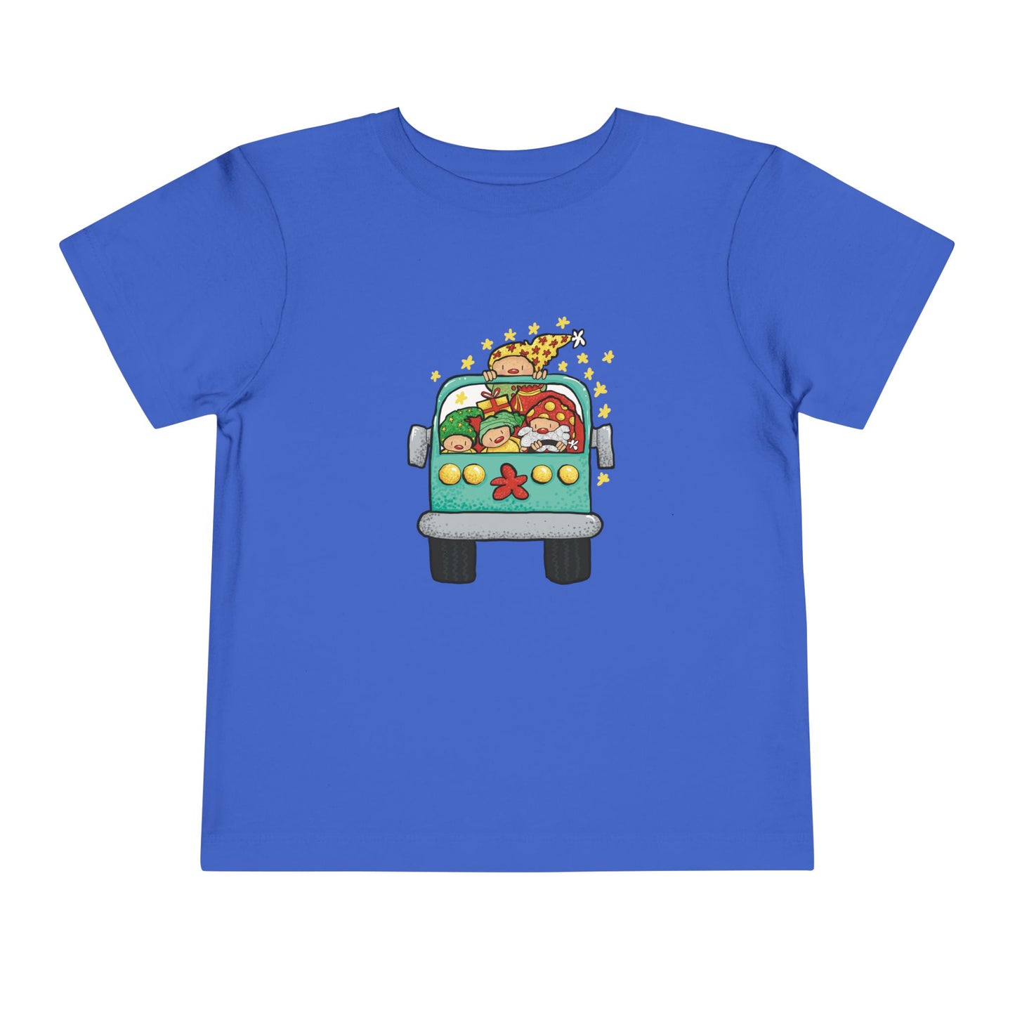 Adventurous Toddler Short Sleeve Tee - Cute Animal Friends in a Bus