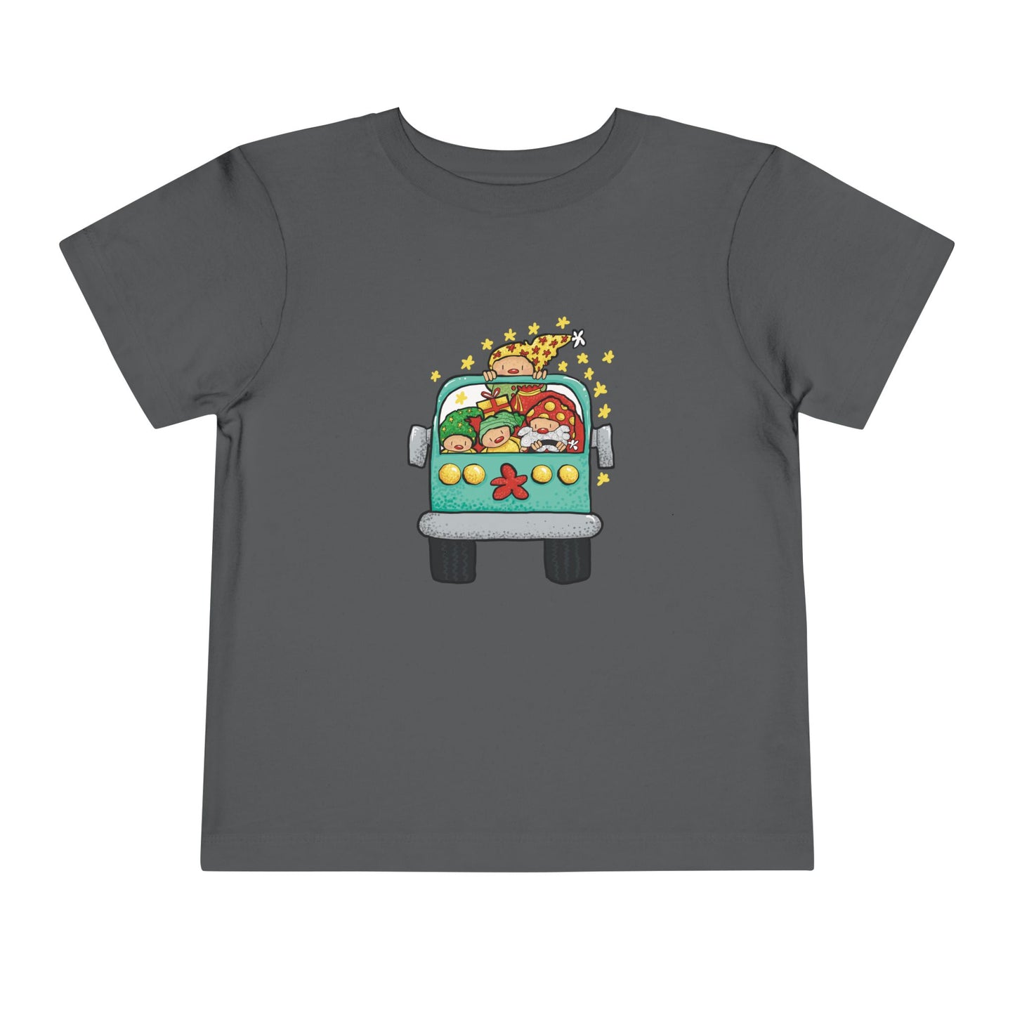 Adventurous Toddler Short Sleeve Tee - Cute Animal Friends in a Bus