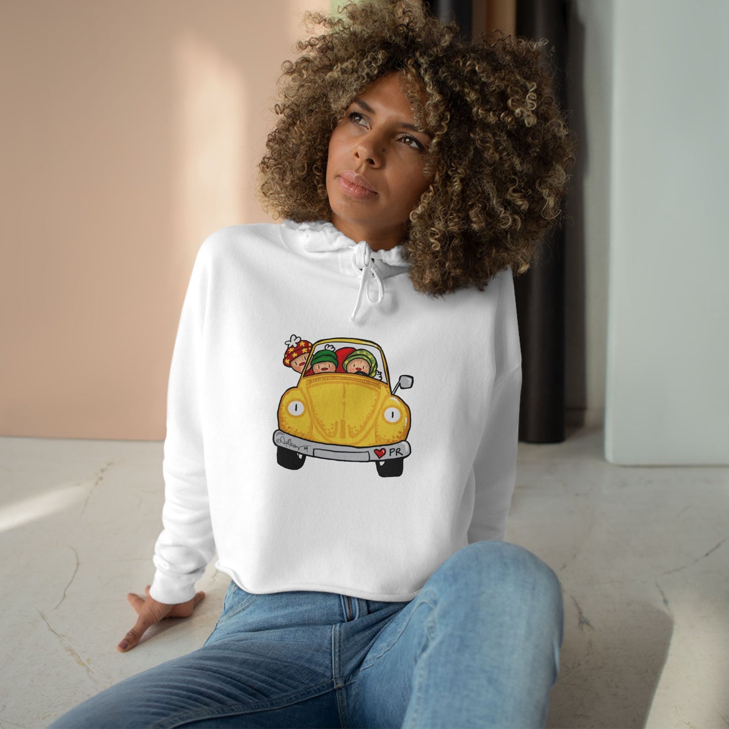 Christmas car Crop Hoodie