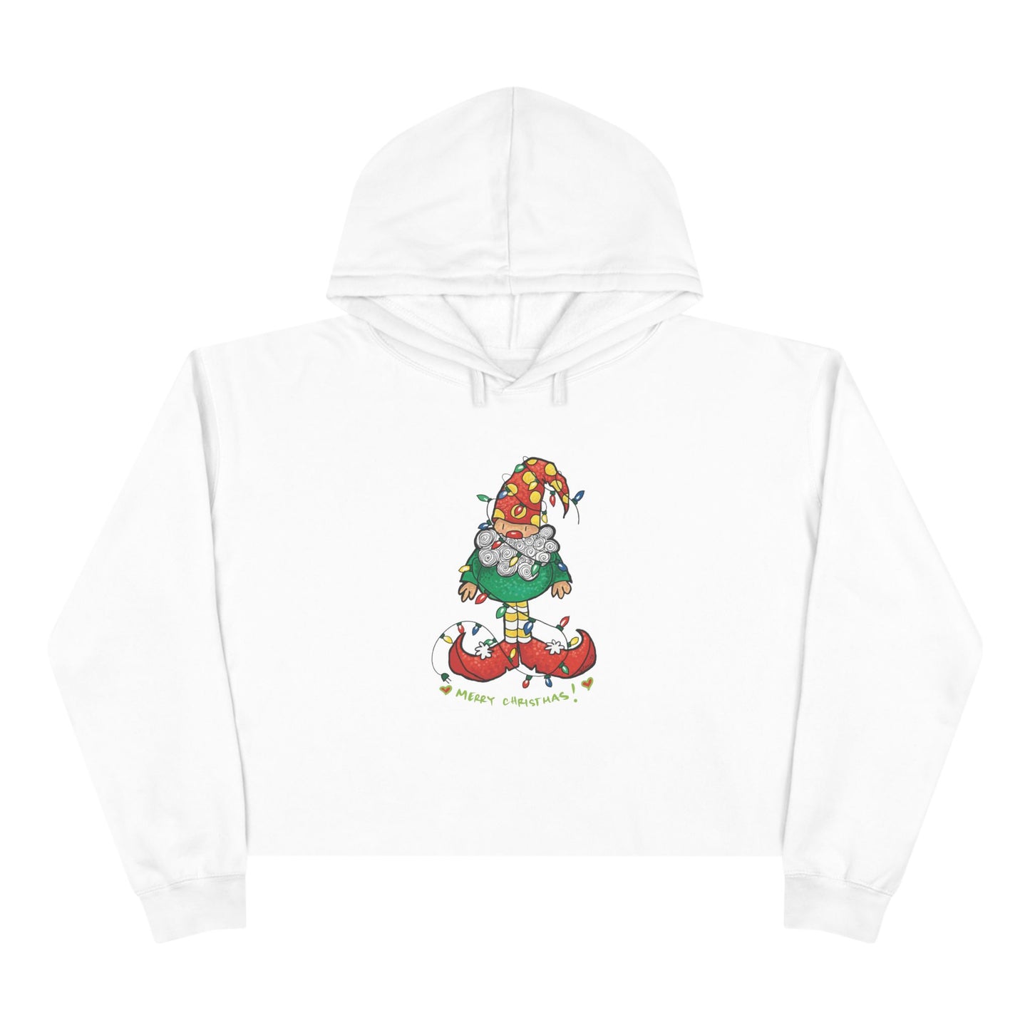 Christmas elf & lights Crop Hoodie