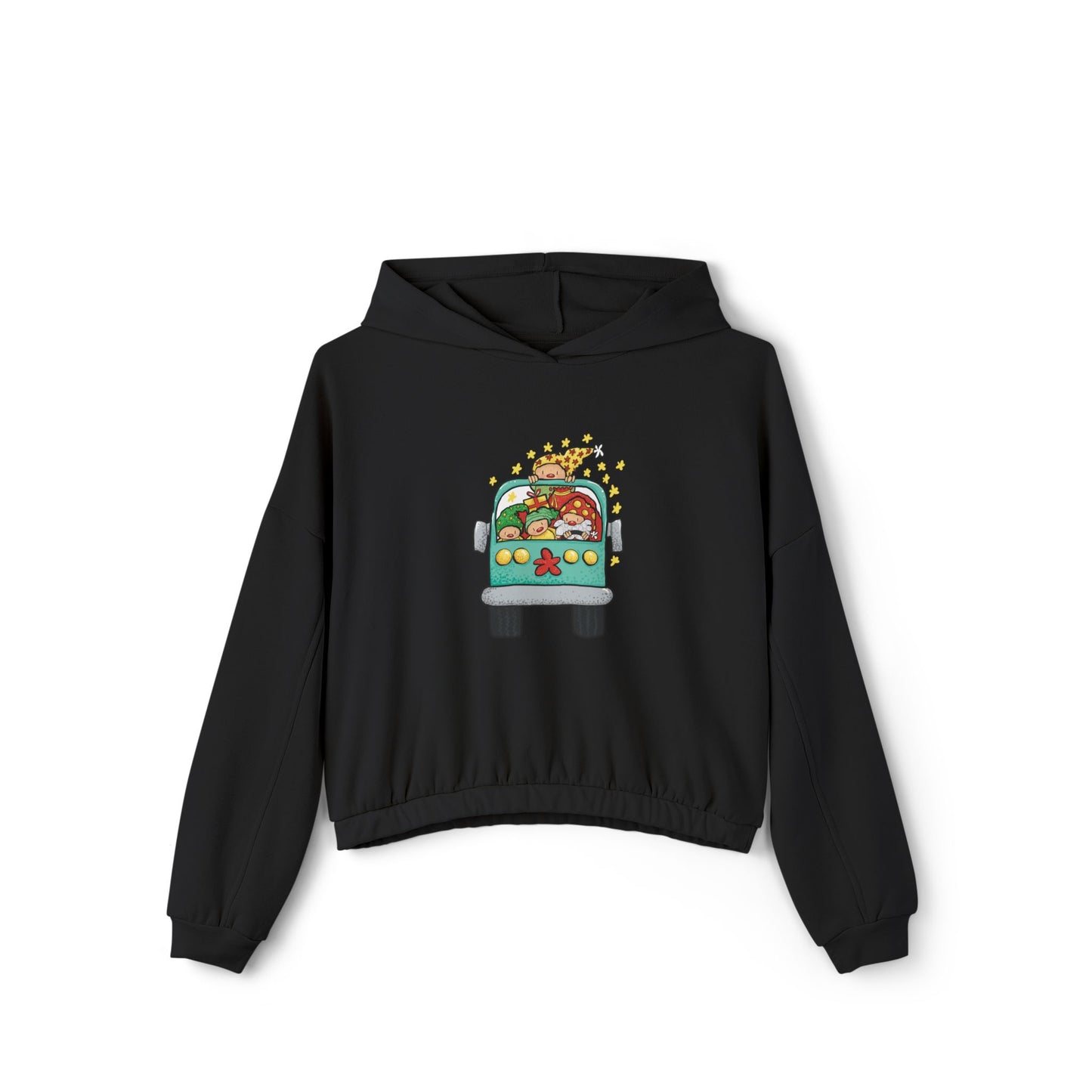 Christmas bus Cinched Bottom Hoodie