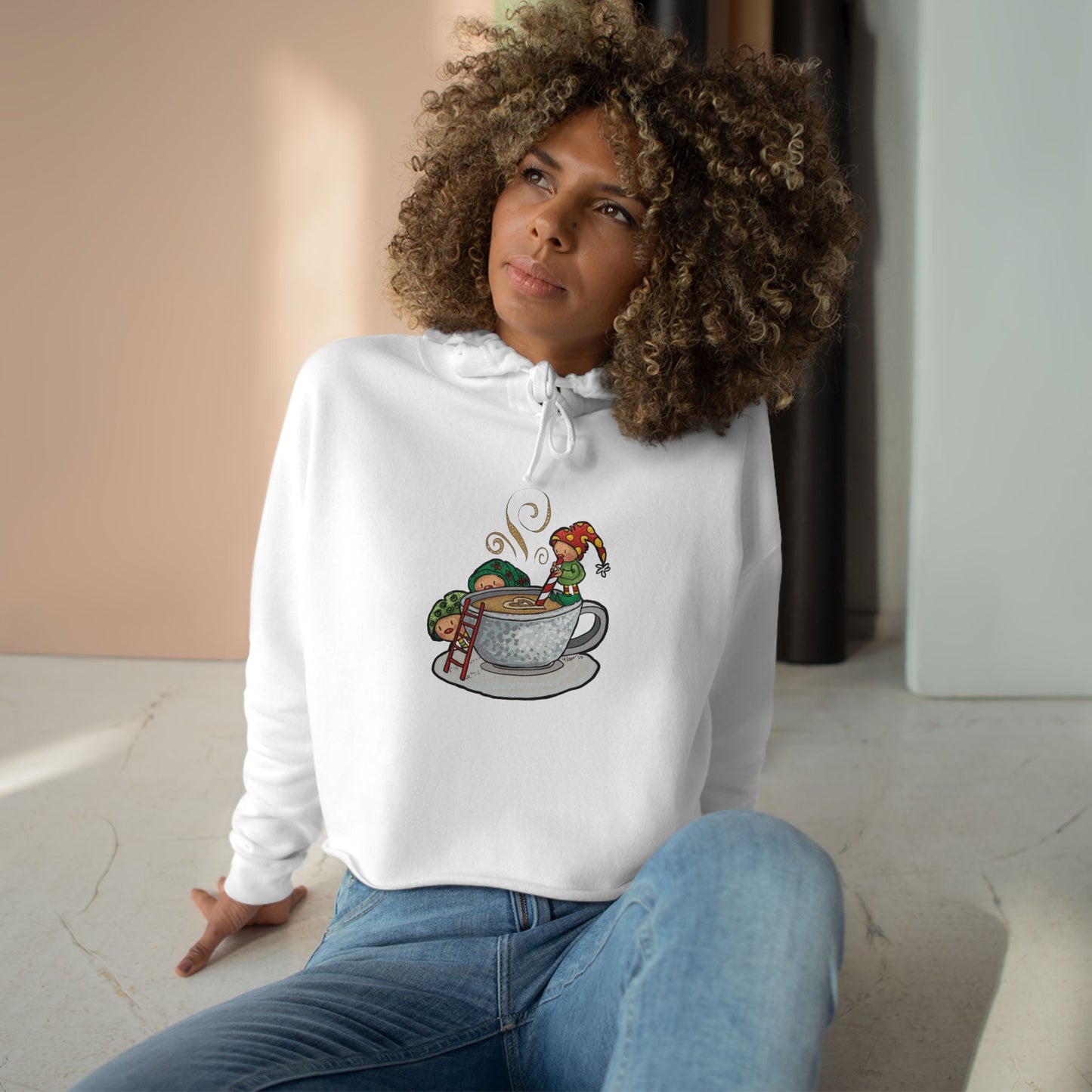 Christmas coffee Crop Hoodie