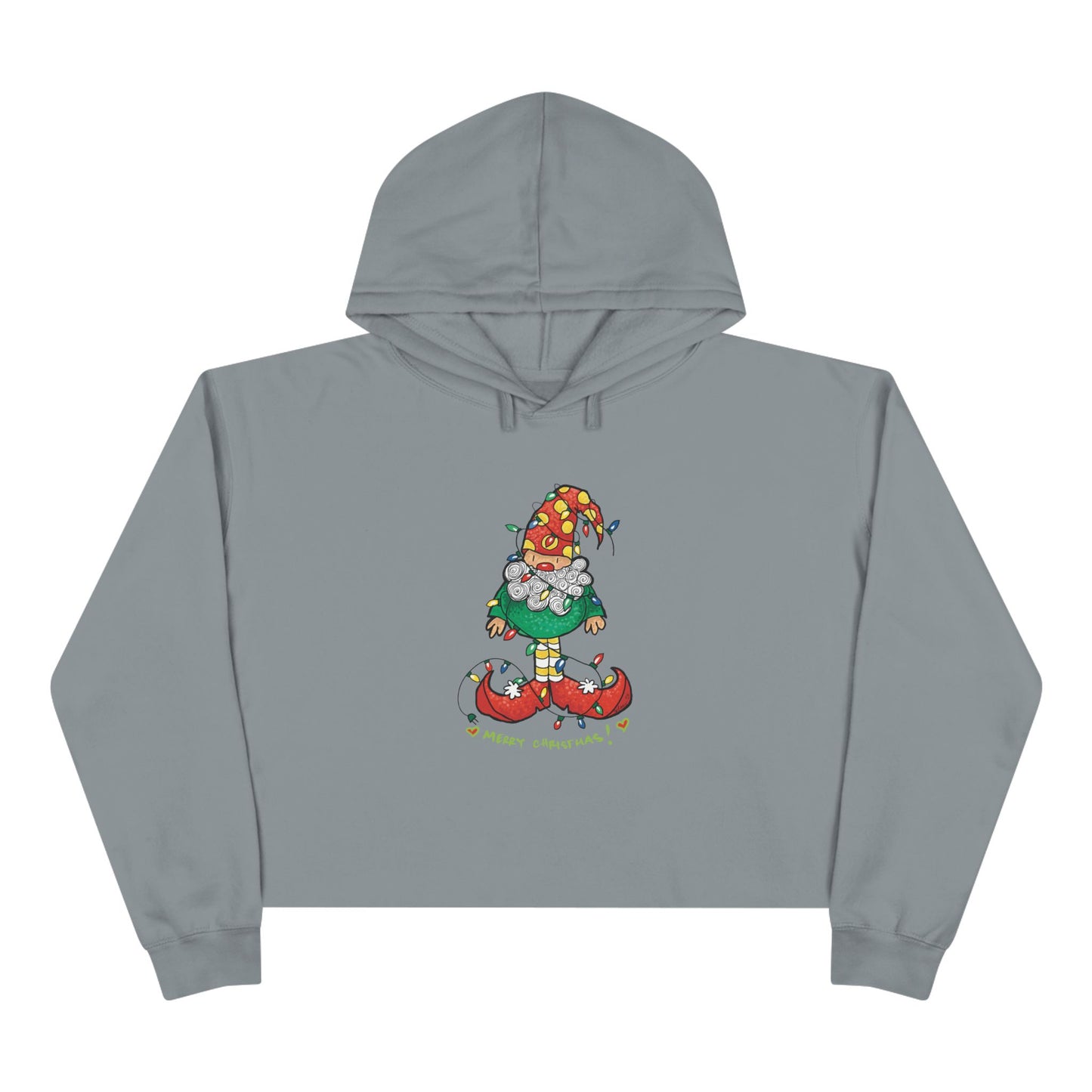 Christmas elf & lights Crop Hoodie