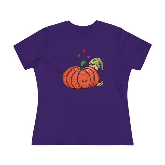 Funny Pumpkin Women's Cotton Tee - Cute Fall Shirt for Halloween and Harvest Celebrations