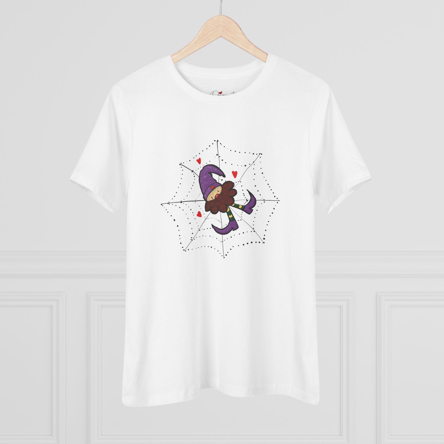 Spider web with Elf  Cotton Tee for Women