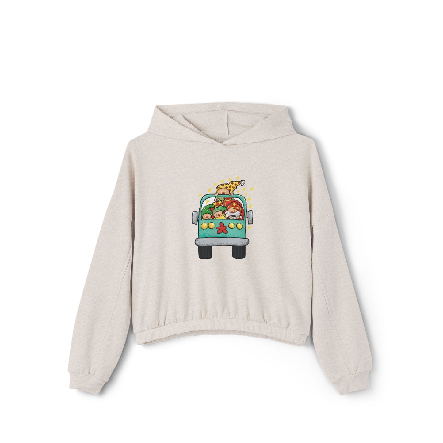 Christmas bus Cinched Bottom Hoodie